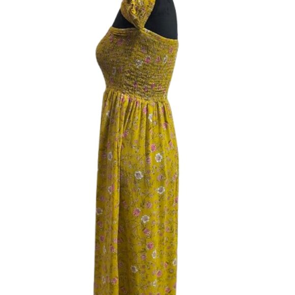 Forever 21 Summer Mustard Floral Of Shoulders Maxi Dress Women's Small - Picture 7 of 11